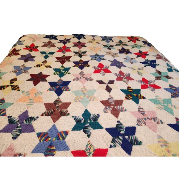 Handmade Crochet Afghan Blanket KING Granny Cottage Heirloom Farmhouse Decor - Picture 3 of 16